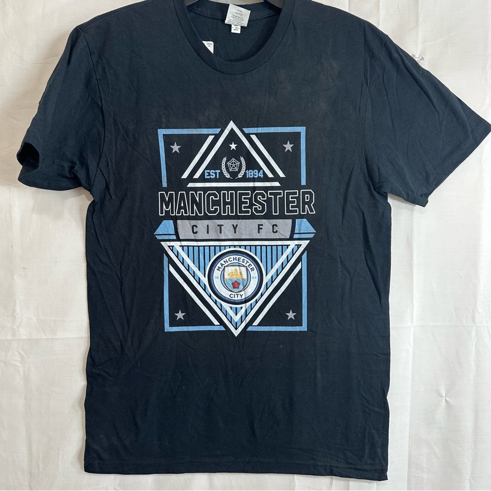 Manchester City Football Club Diamond Square Logo T-Shirt Mens Small